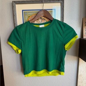 Simon Miller Green Tee with Yellow Trim